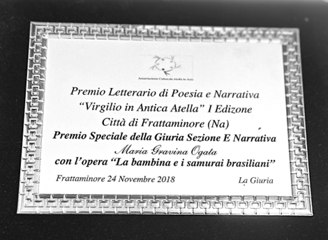 Certificado do Premio Virgilio in Antica Atella I Edizione, Premio Speciale Della Giuria